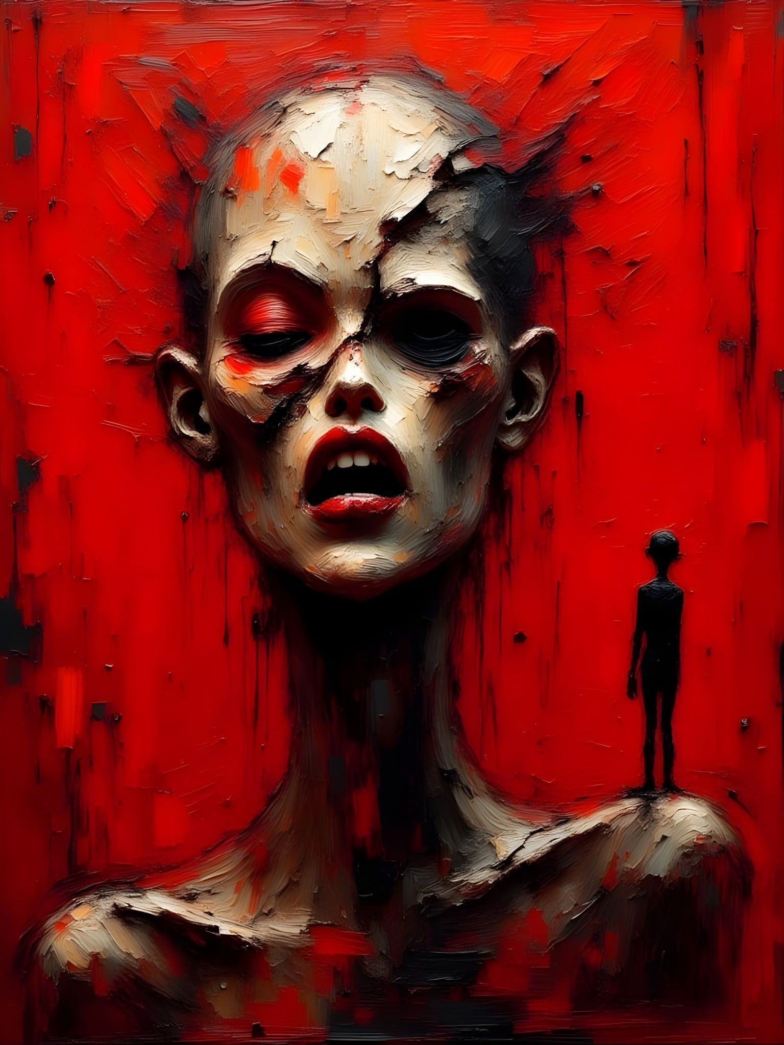 Expressionist Portrait: Solitary Figure in Red