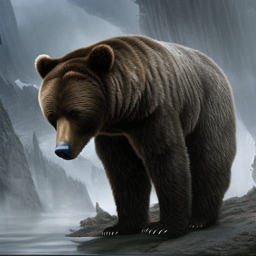 Aggressive Bear Confronts Knight in Epic Battle