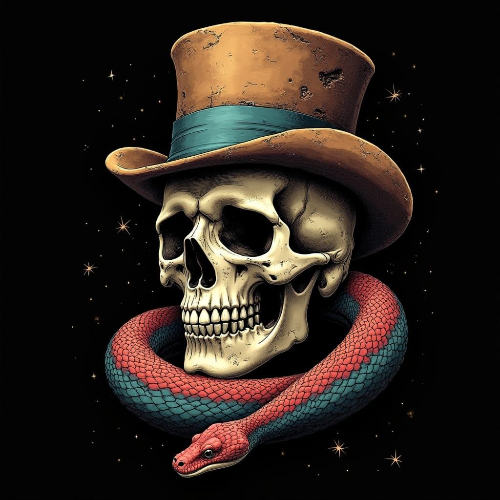 Skull and Cobra Tattoo Illustration