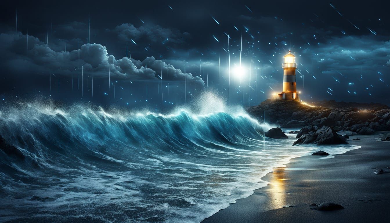 Lighthouse and Stormy Sea in Quantum Simulation