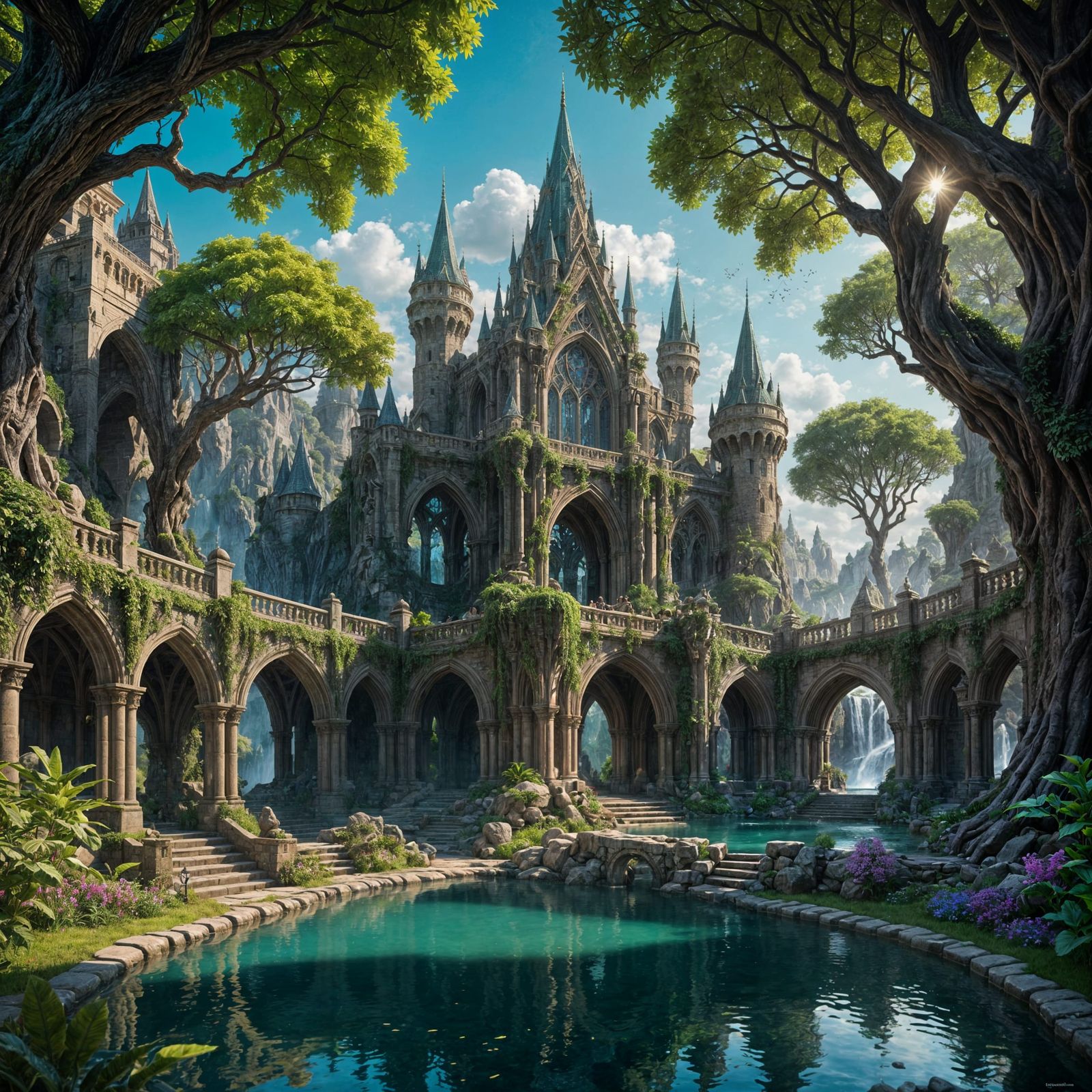 Surreal Elven Metropolis Blends Architecture with Nature's G...