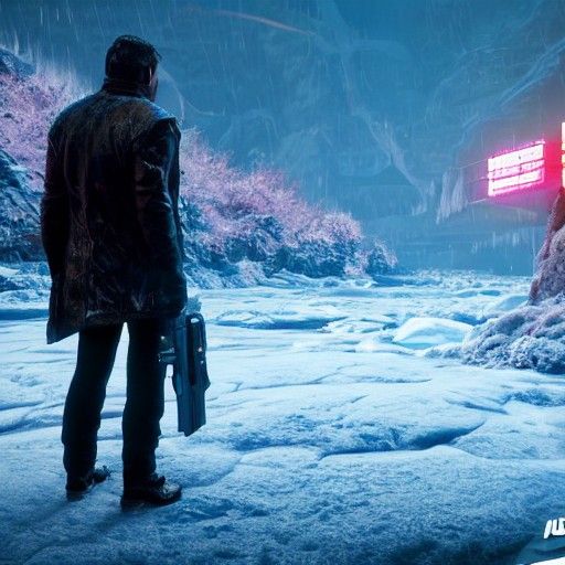 Frozen Cyberpunk Valley: A Blade Runner Inspired Scene
