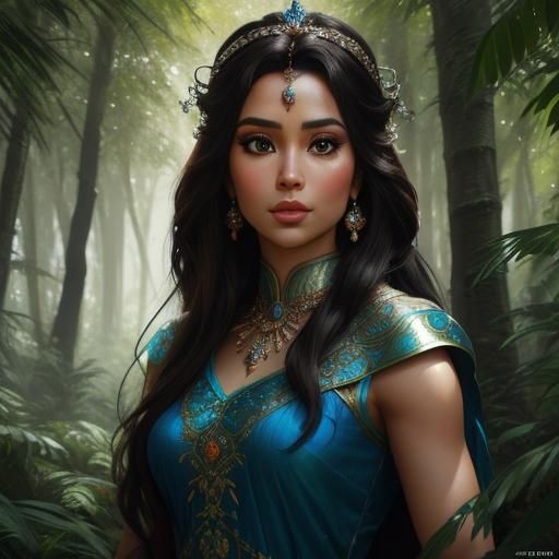Princess Jasmine in Hyperrealistic Forest Portrait