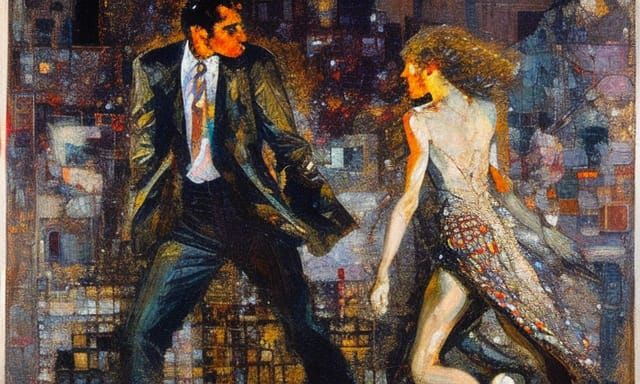 Couple Arguing on City Street at Night