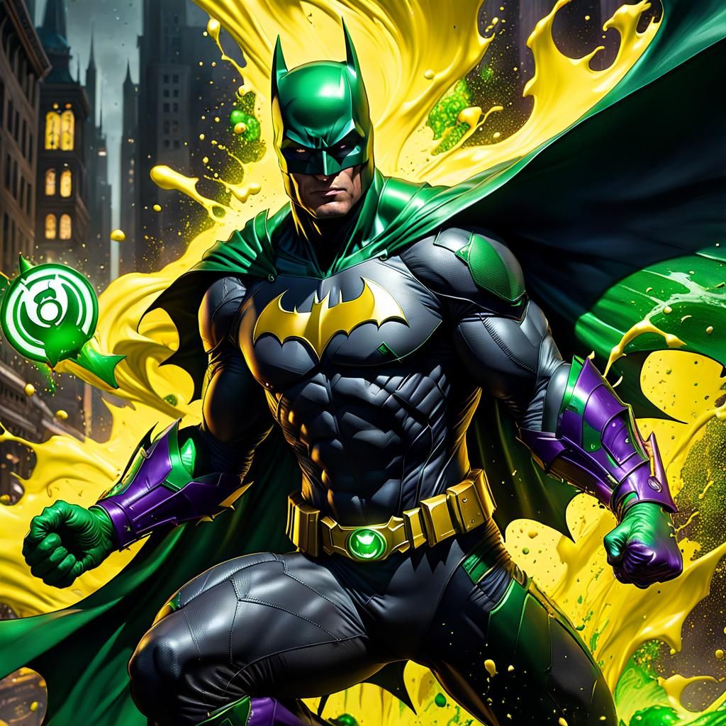 Batman Punches Green Lantern: Colorful Comic Art
