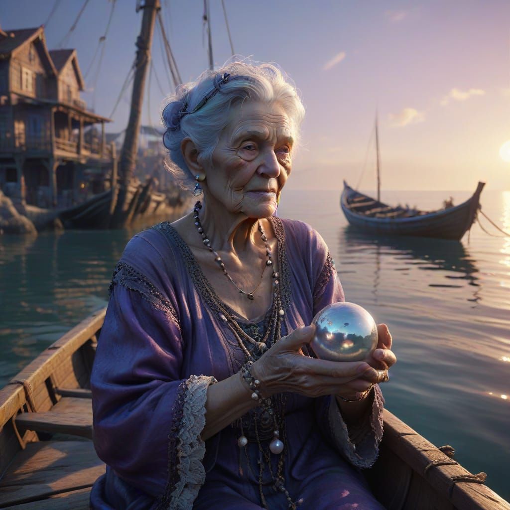 Serene Coastal Village Granny Holds Pearl of Ocean Secrets