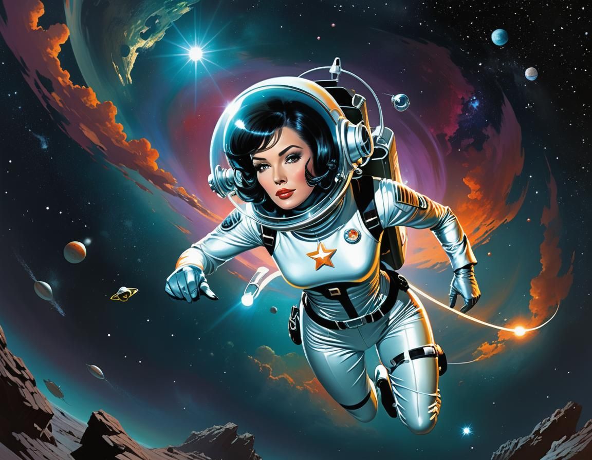 Retro Sci-Fi Woman in Space, Good Girl Art