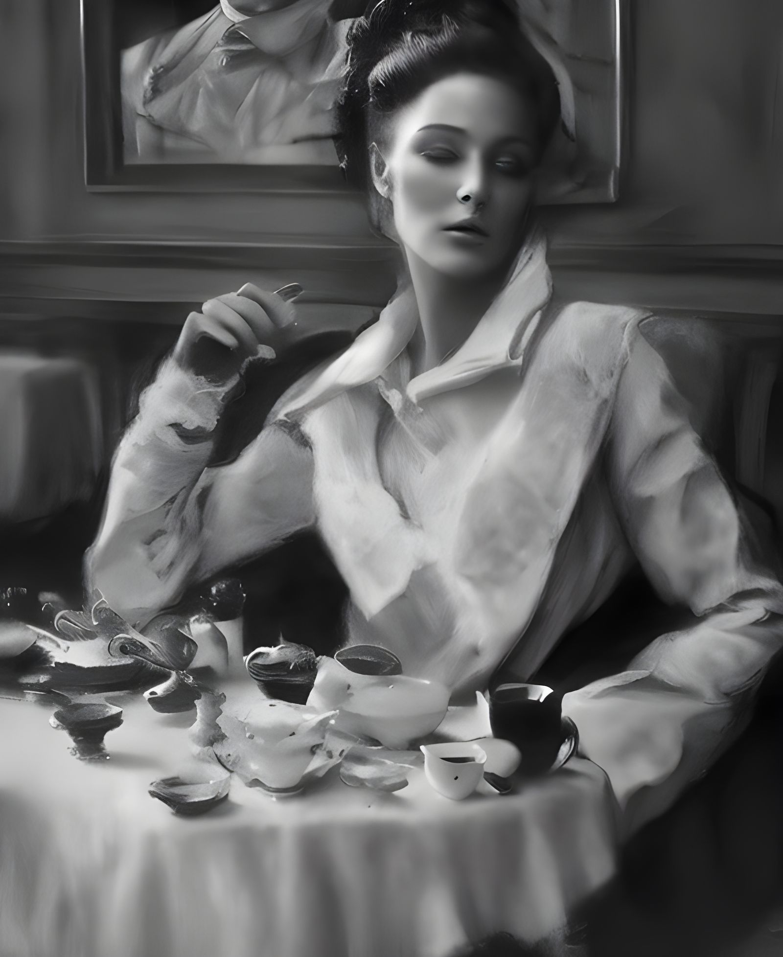 Beautiful Woman in Cafe: Photorealistic Masterpiece