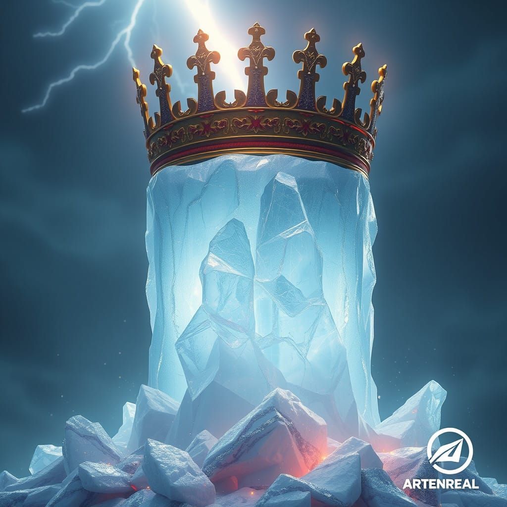 Ethereal Ice Crown and Lightning Bolt in Deep Fantasy