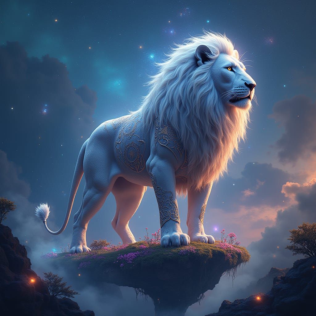 Celestial Armored Lion on Floating Island