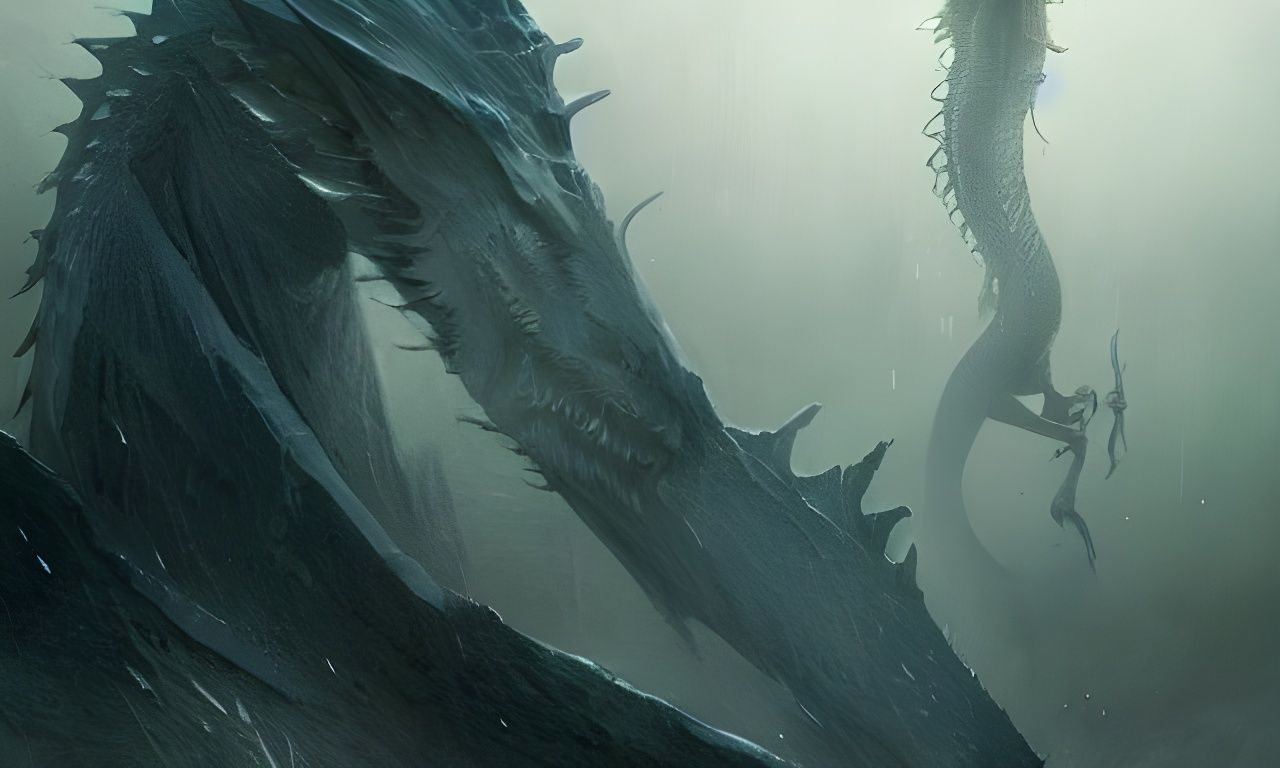 Sinister Dragon Veering Over Water