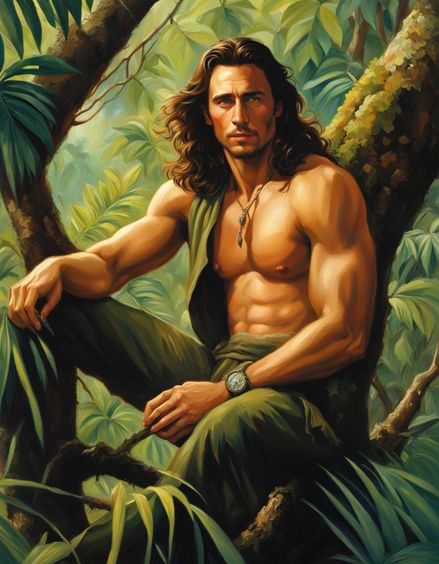 Tarzan in the Jungle: Fantasy Art Painting