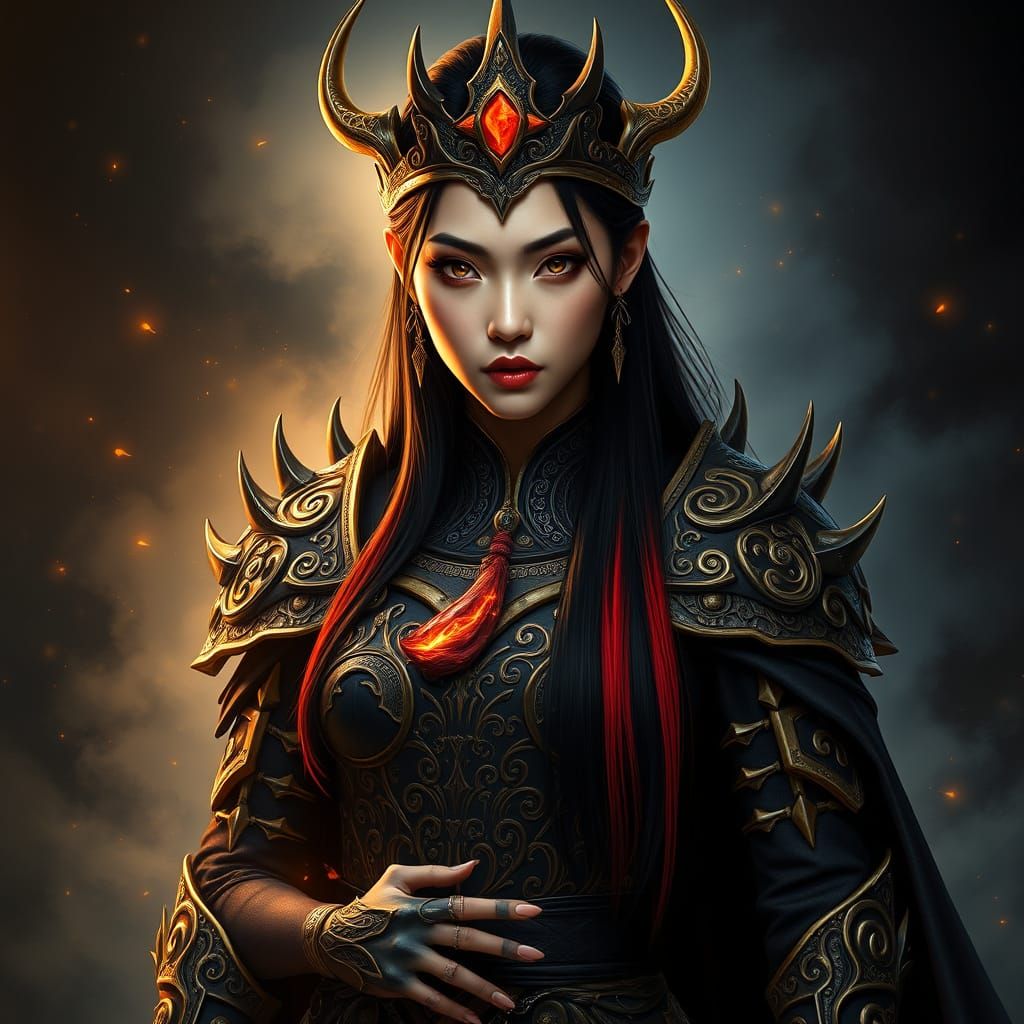 Majestic Thai Warrior Sorceress in Gothic Armor