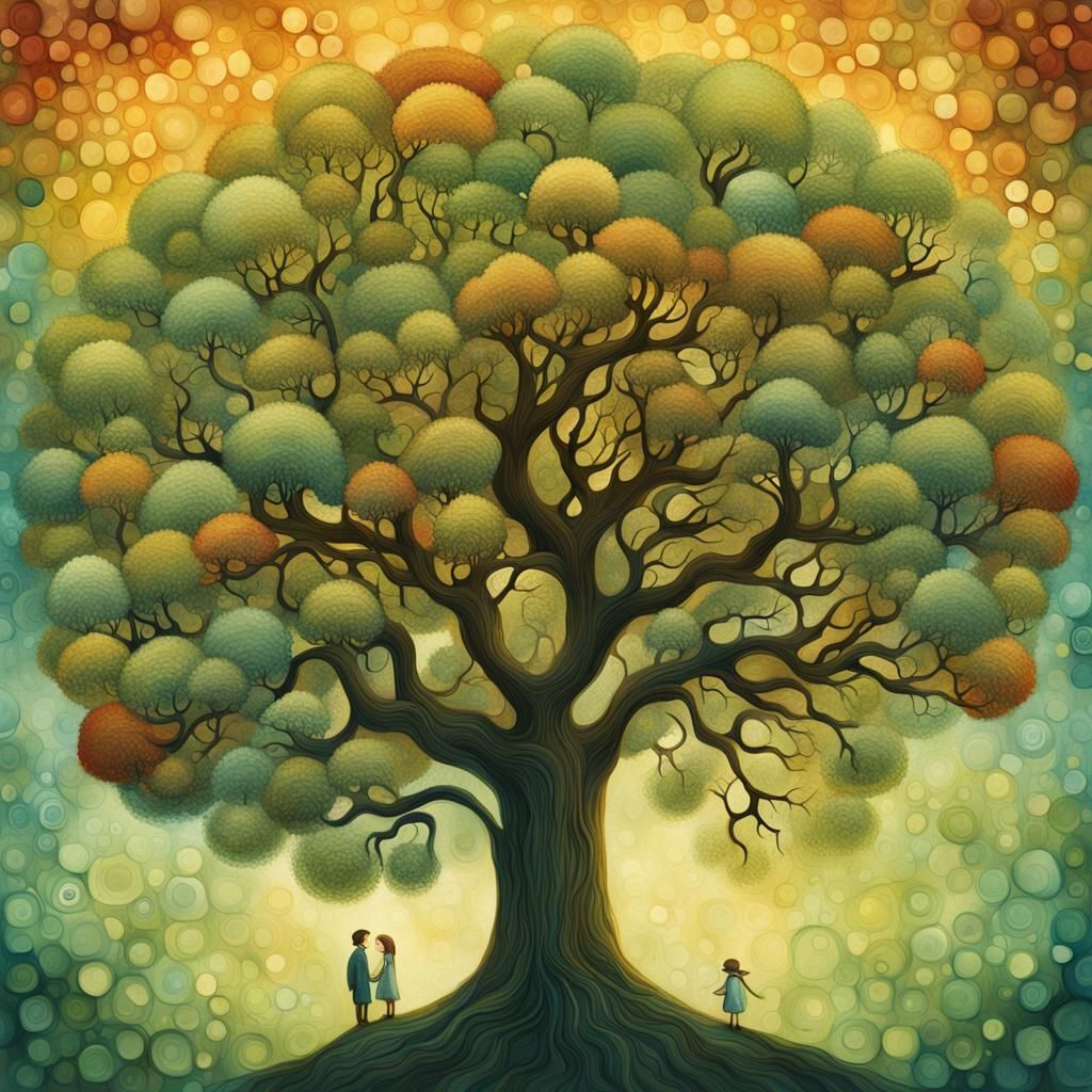 Tree Branch Digital Painting in Gouache Style