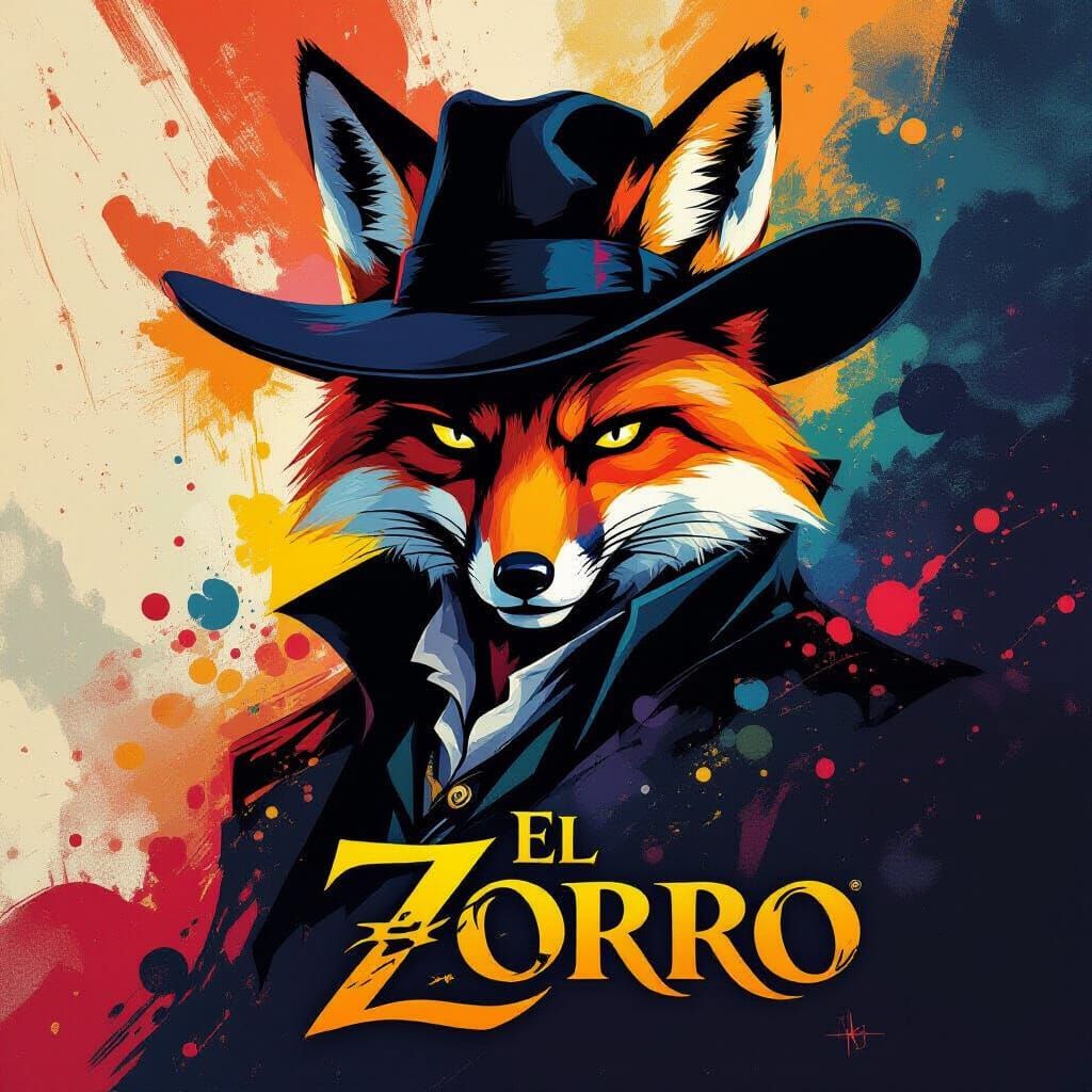 El Zorro Movie Poster: Vibrant Abstract Fox