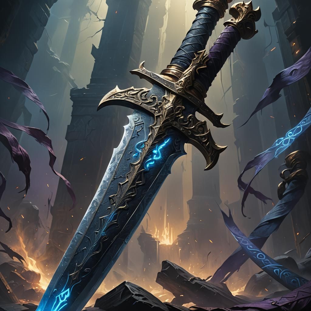 Runic Longsword in Dark Fantasy Concept Art
