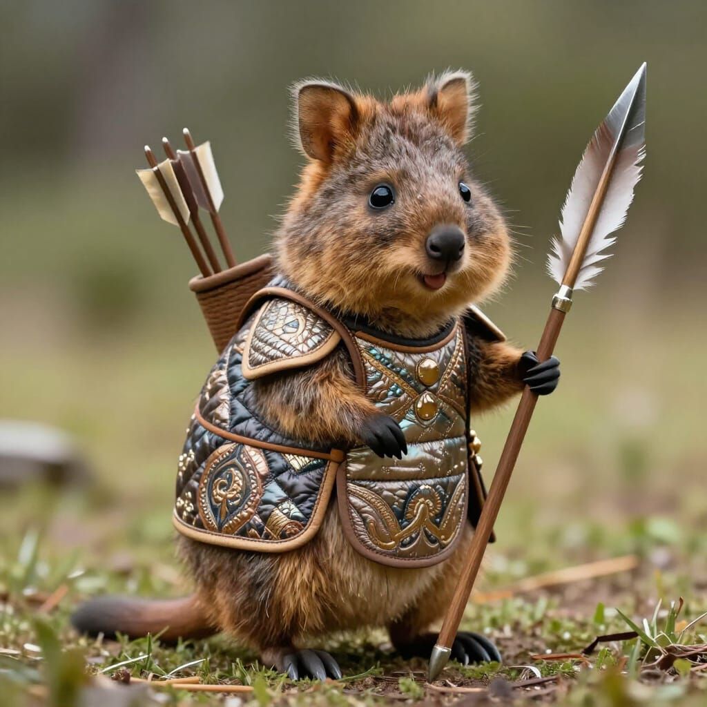 Brave Quokka in Shimmering Quilted Armor