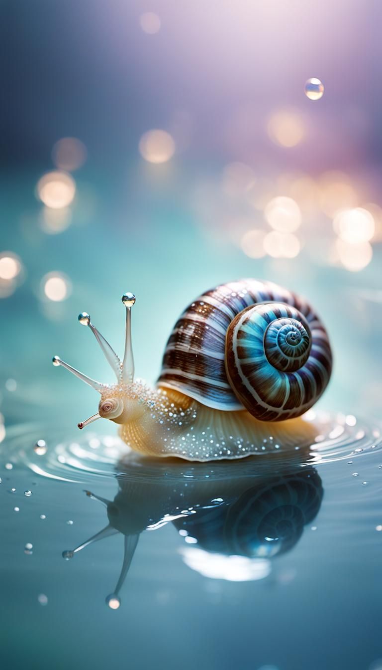 Crystal Snail in Shallow Water: Cinematic Film Still