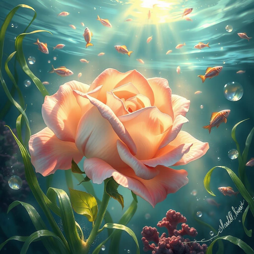 Underwater Rose in Dreamlike Fantasy Style