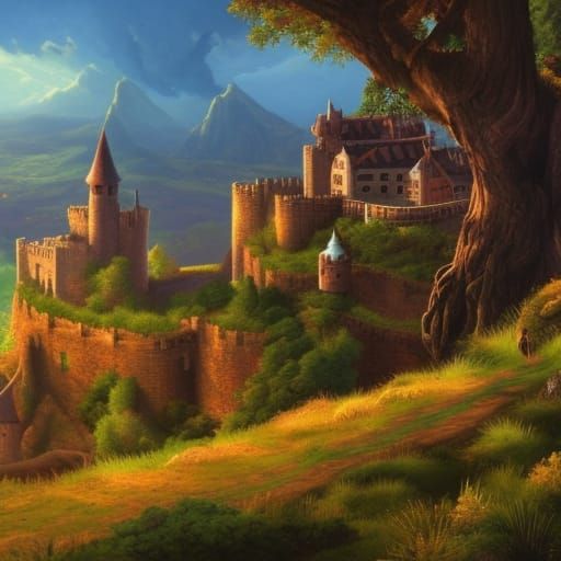 Picturesque Castle Overlooking Village in 4K