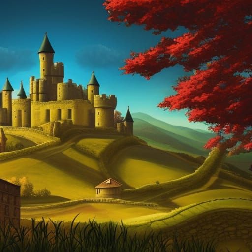 Picturesque Castle Overlooking Village in 4K