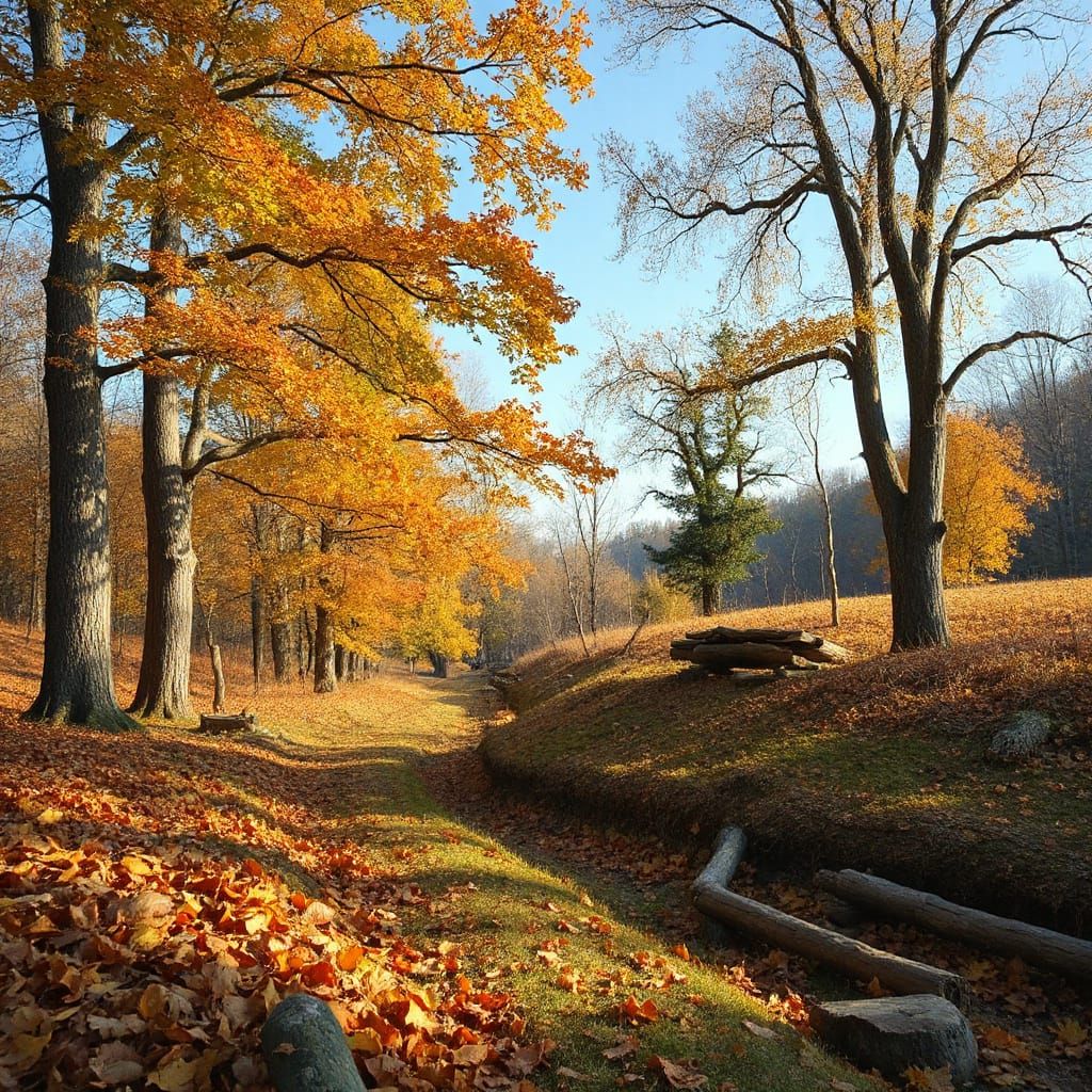Autumn Landscape in Style of Romantic Realism