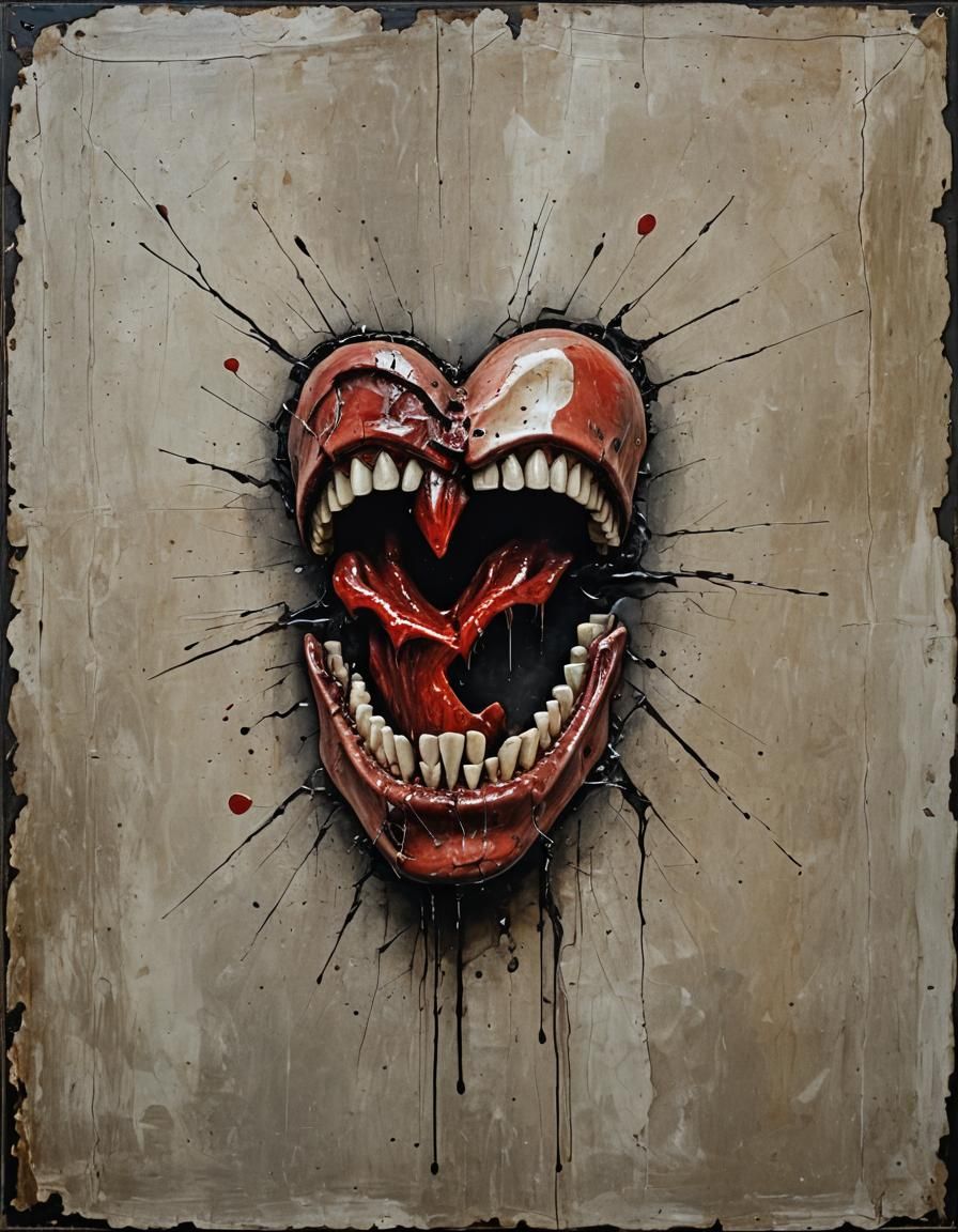 Heart and Teeth: Abstract Mixed Media Expression