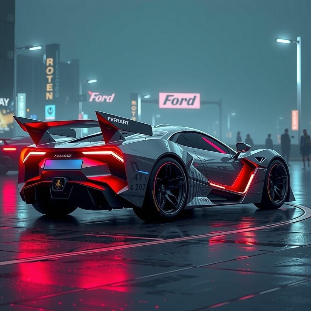 Angular Cyberpunk Spaceship with Hybrid Wings and Neon Sheen