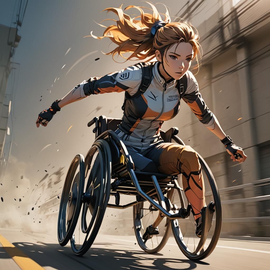 Anime Woman in Wheelchair Races to Finish