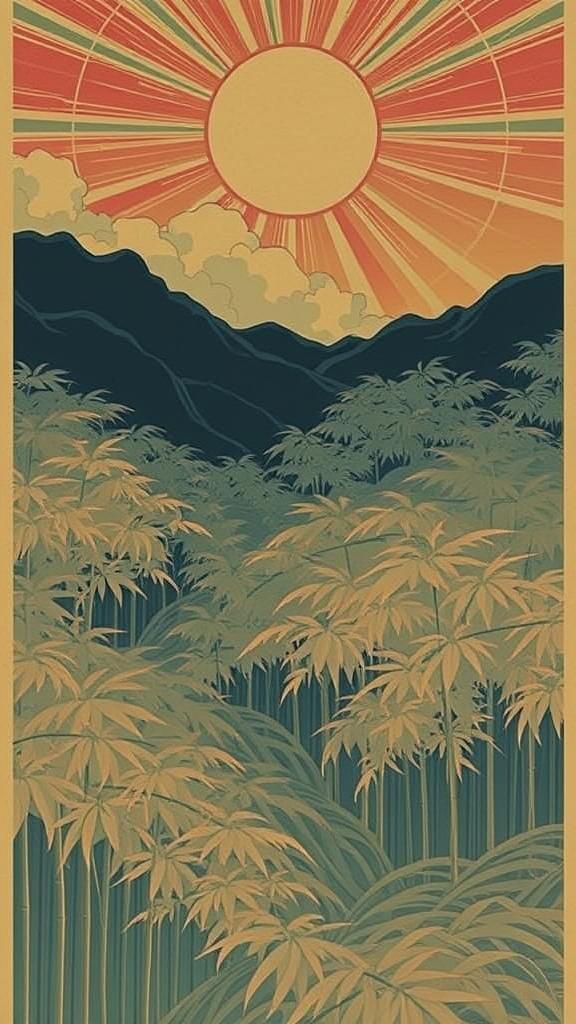Japanese Woodcut Bamboo Forest Poster