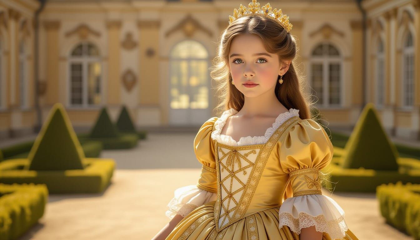 Royal Princess in Baroque Garden, Art Nouveau Style