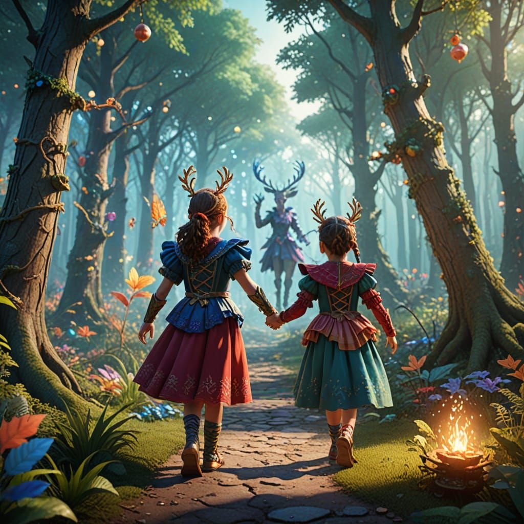 Whimsical Fantasy Holiday Celebration in Magical Forest