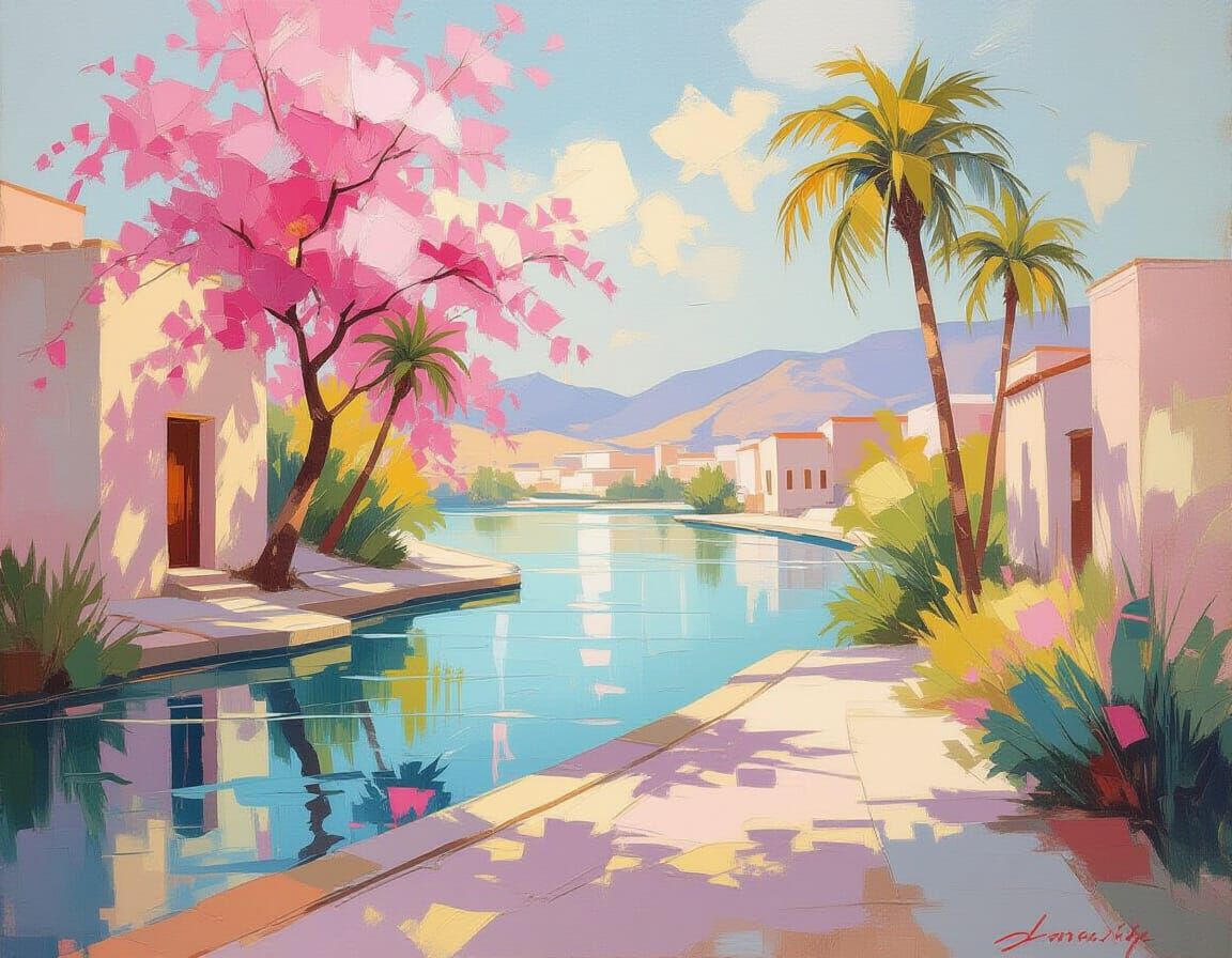 Desert Oasis as Impressionistic Painting
