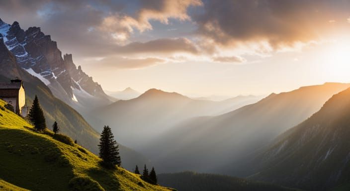 Swiss Alps Window View: Epic Digital Matte Painting