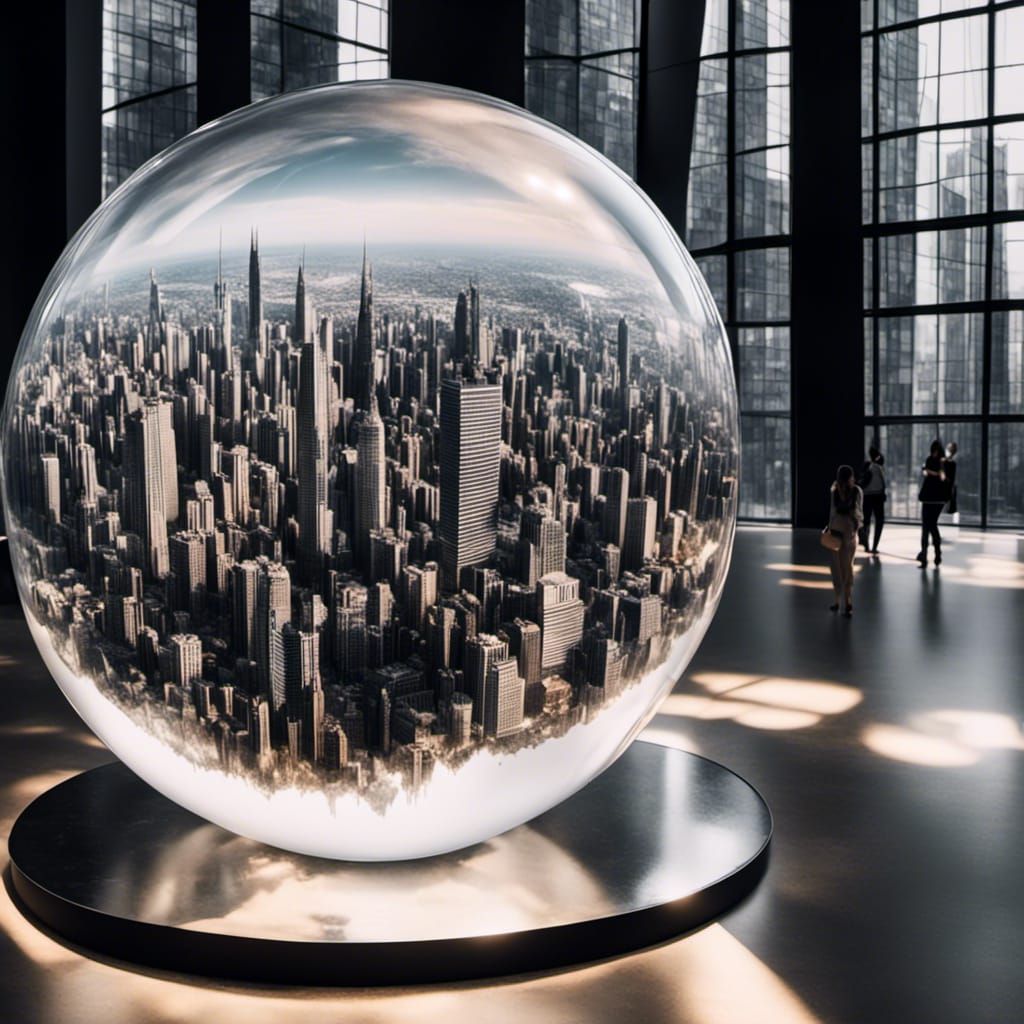 Metropolis Skyline Inside a Glass Ball