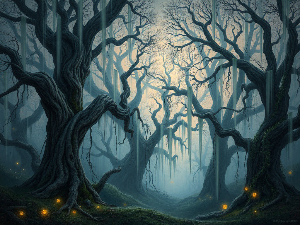 Mystical Grove at Twilight in Ethereal Style