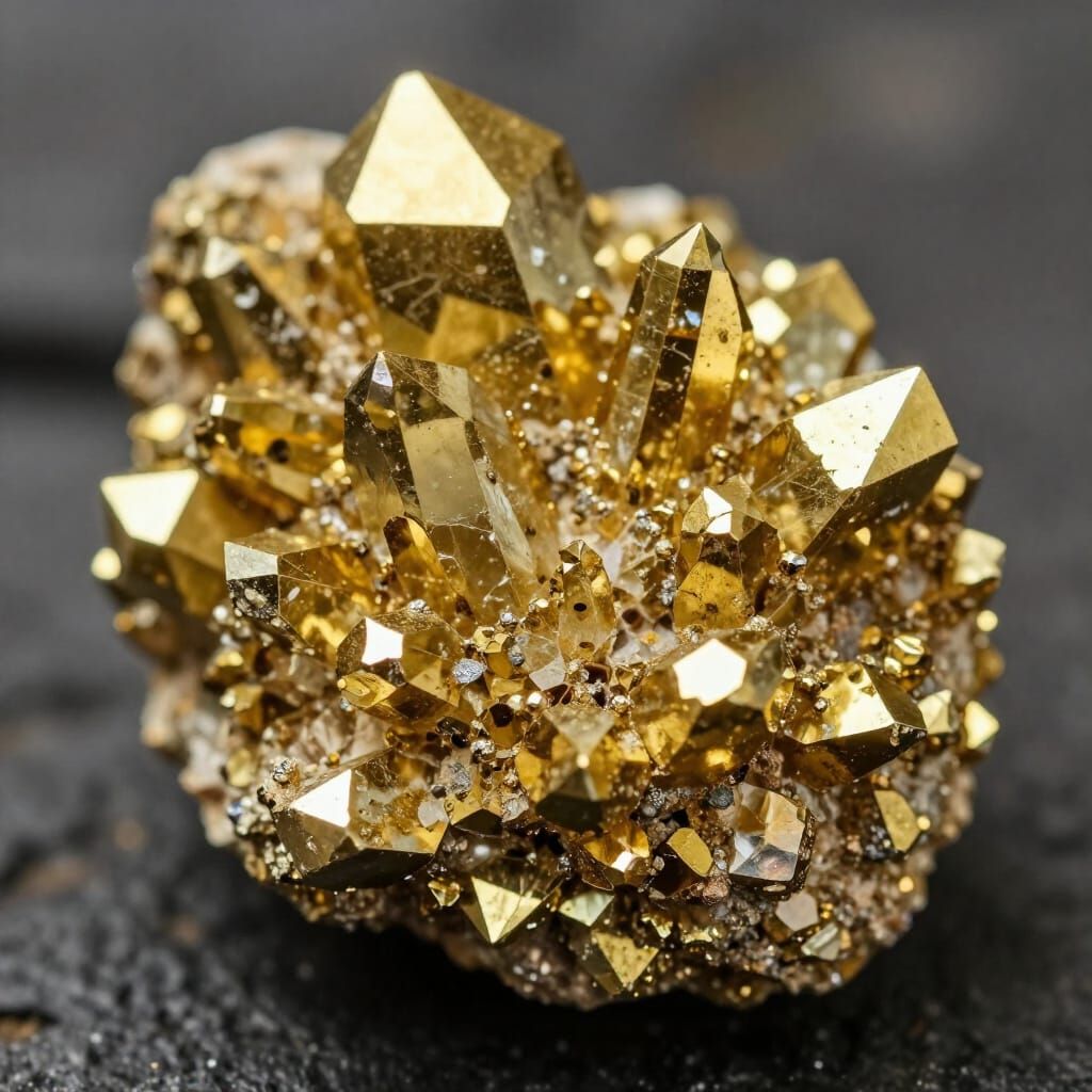 Macro Photo of Raw Pyrite Crystal Cluster