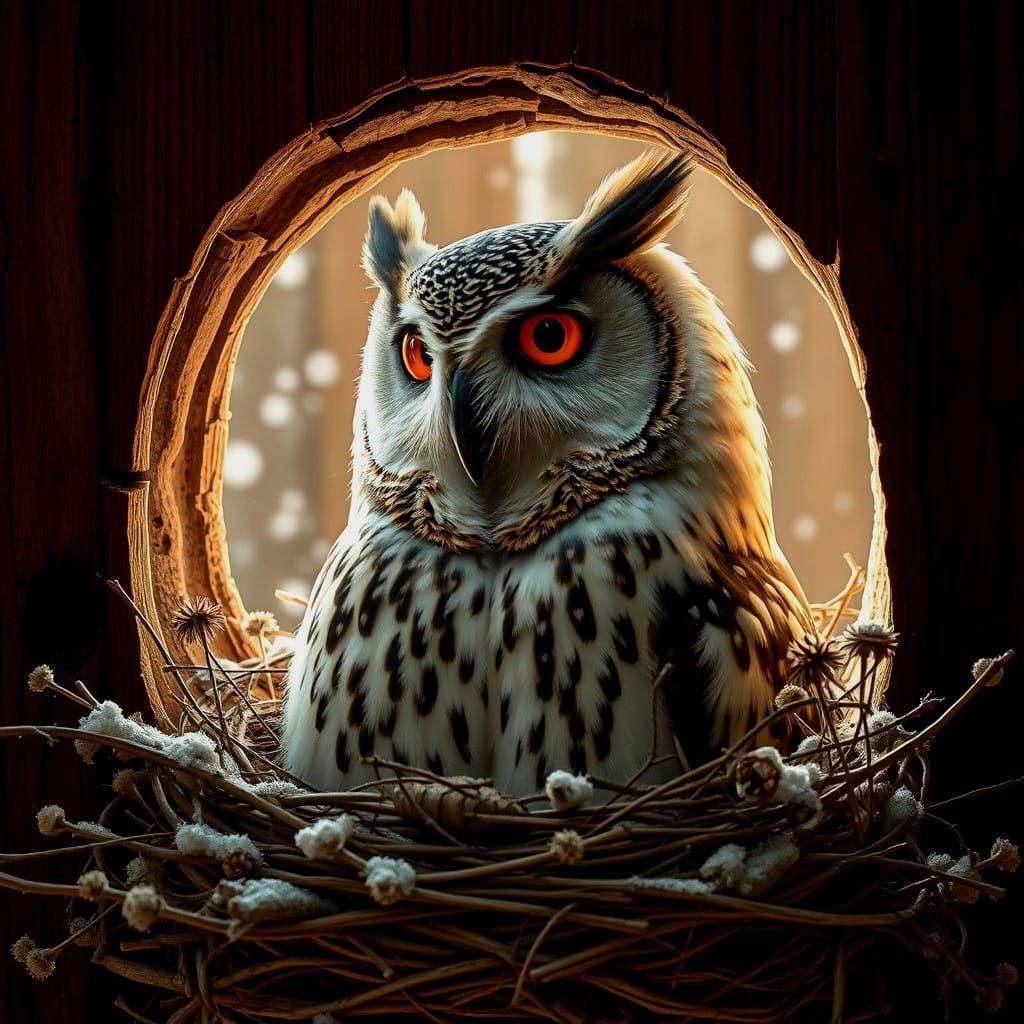 Owl Watching Snowfall: A Wildlife Masterpiece