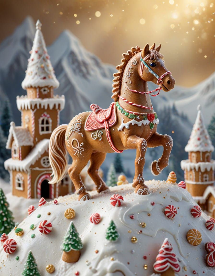 Gingerbread Horse Guards Candy Fortress, Confectionery Art