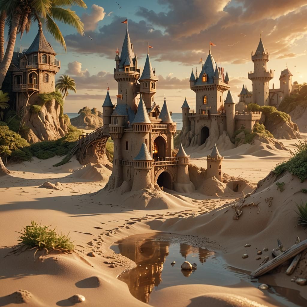 Sandcastle in Sand Timer: Digital Matte Painting