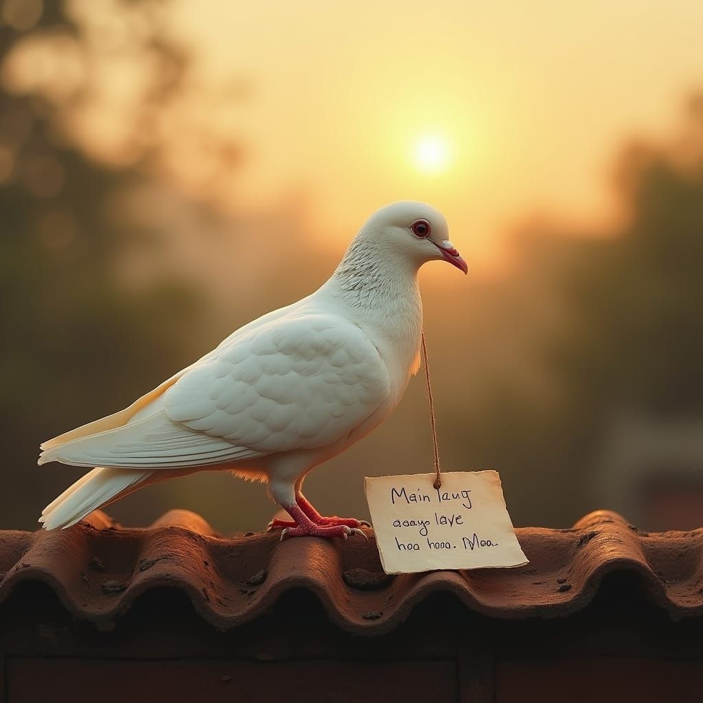 Pigeon Post: Heartfelt Message in Golden Light