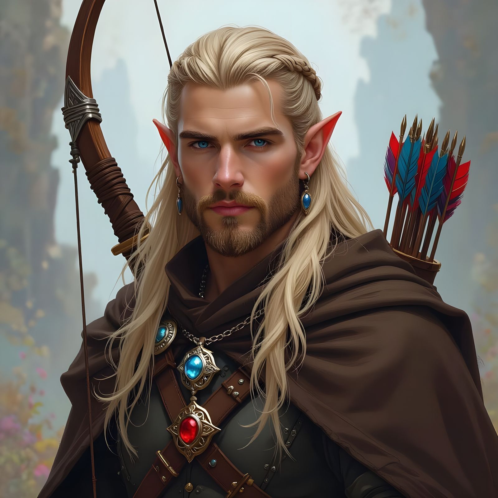 Elven Tracker in a Vibrant Landscape