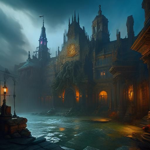 Half-Orc Librarian in Vibrant Fantasy Realism