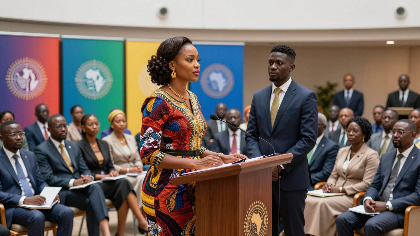 African Summit Leader Inspires Audience in Modern Hall