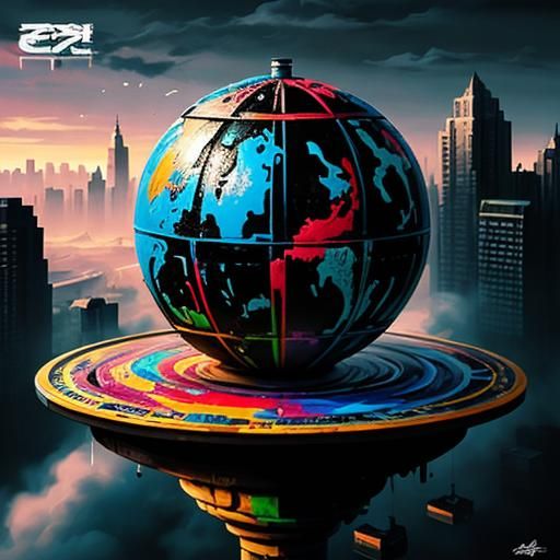 Bright AI World in Graffiti Street Art Style