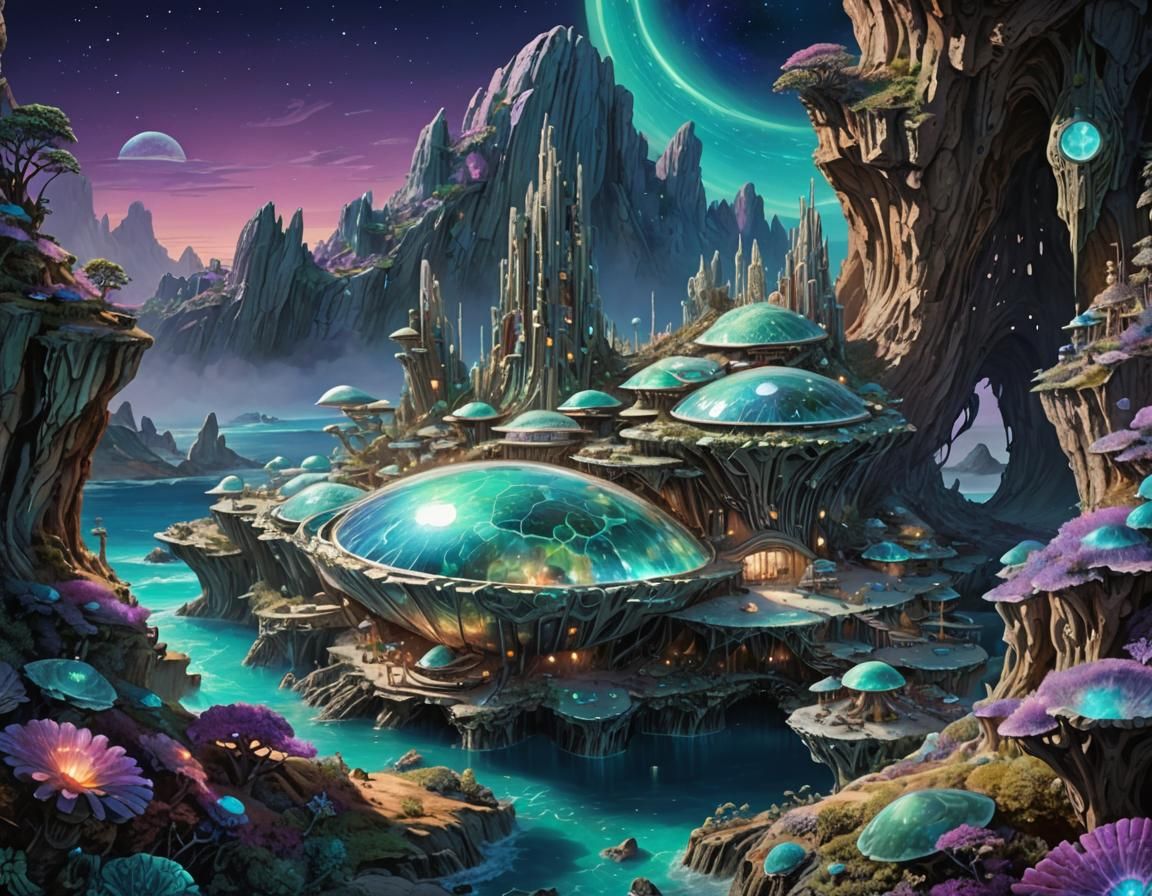 Sci-Fi Outpost on Crystal Moon Island