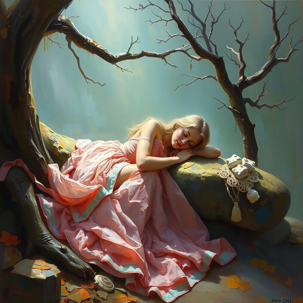 Sleeping Woman in the Style of Figurative Art