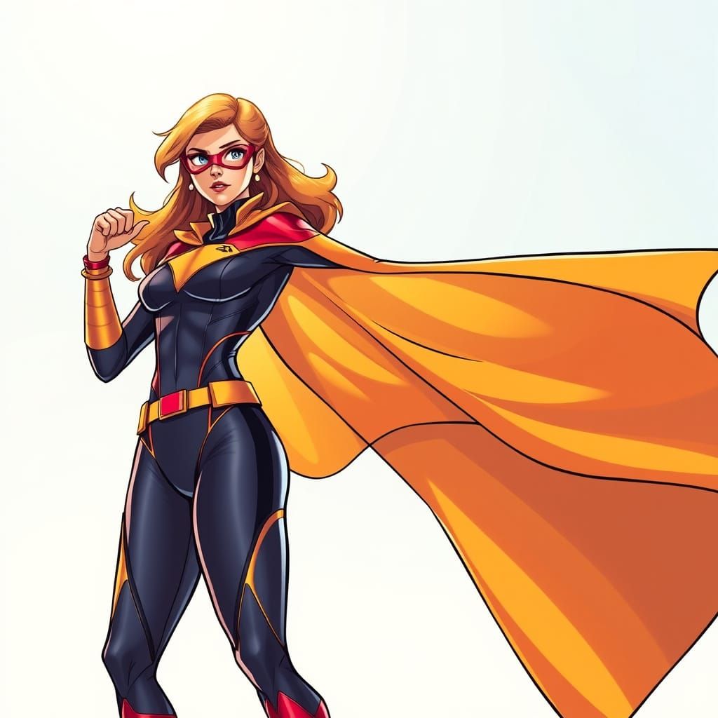 Dynamic Superheroine in Vibrant Comic Style