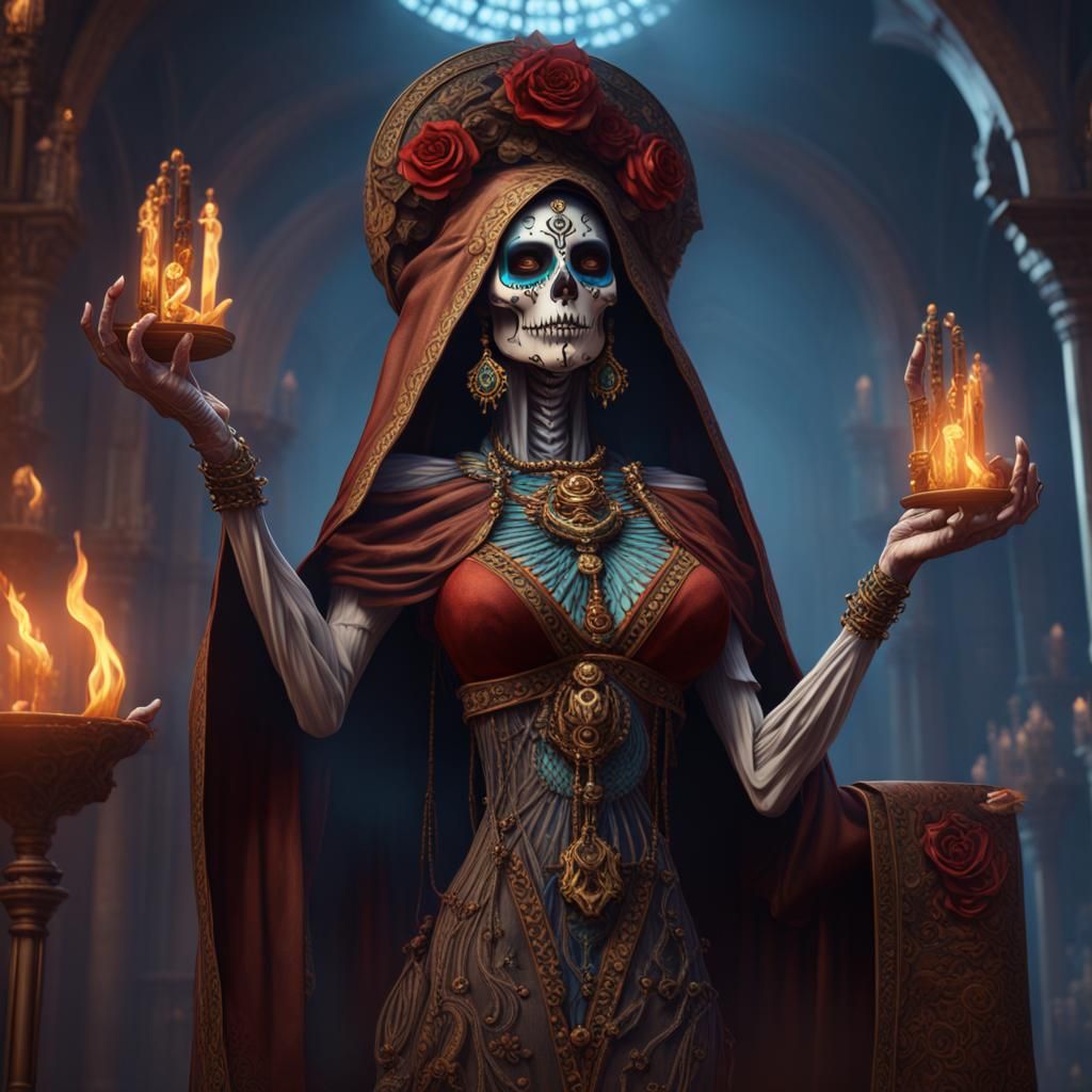 Santa Muerte High Priestess Detailed Matte Painting
