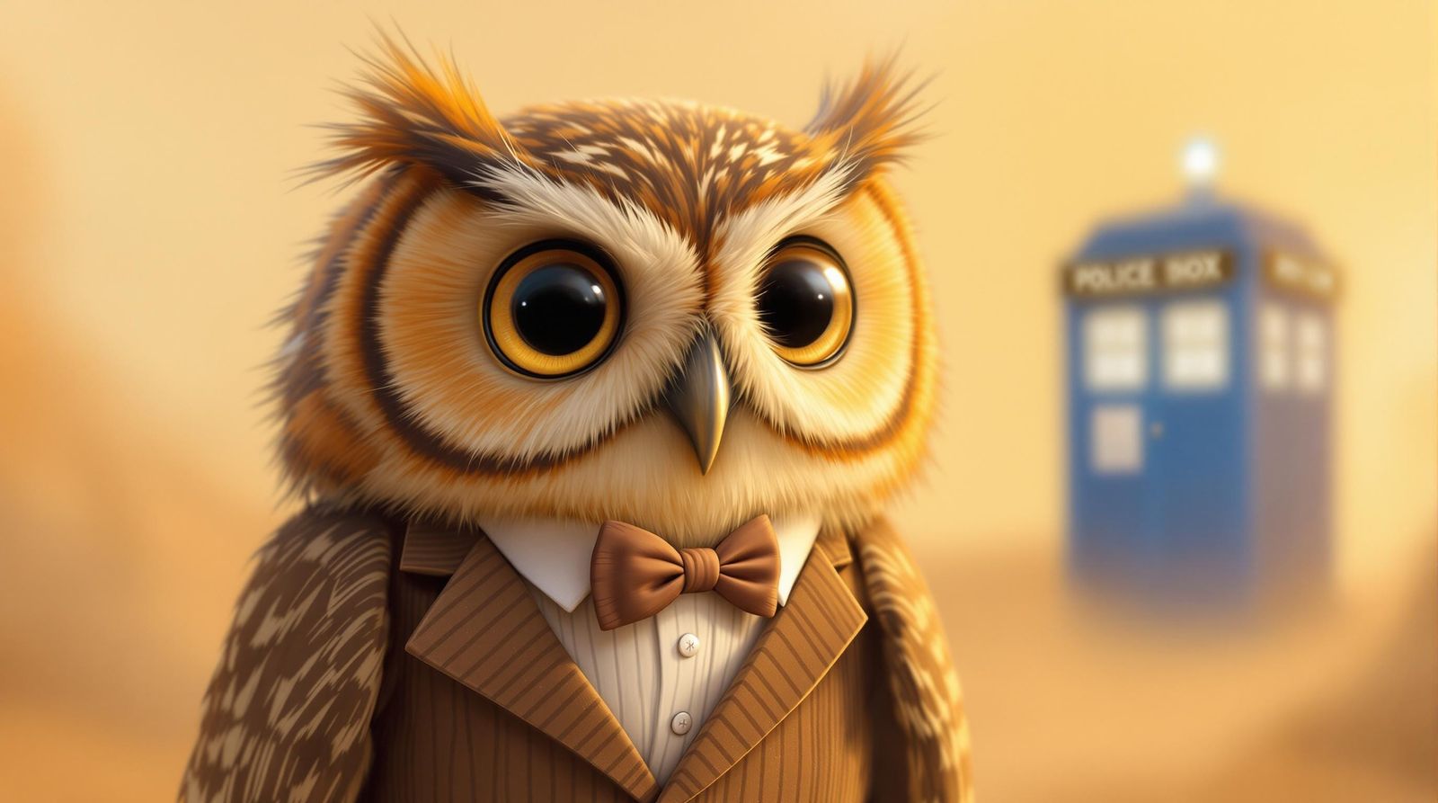 Time-Traveling Owl in Whimsical Doctor Who Costume
